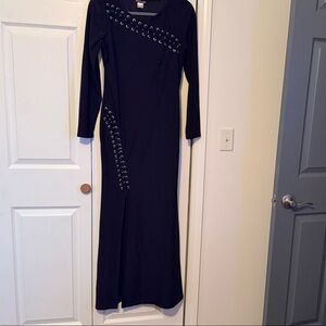 VENUS Black Long Sleeve Dress with Eyelet Detail